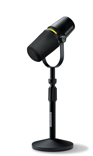 Shure MV7+ Podcast Microphone with Stand. Enhanced Audio