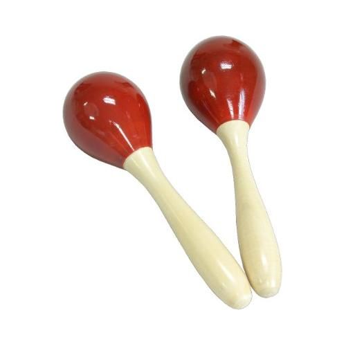 DOBANI Wooden Egg Shaker w/ Handle - Pair - Red