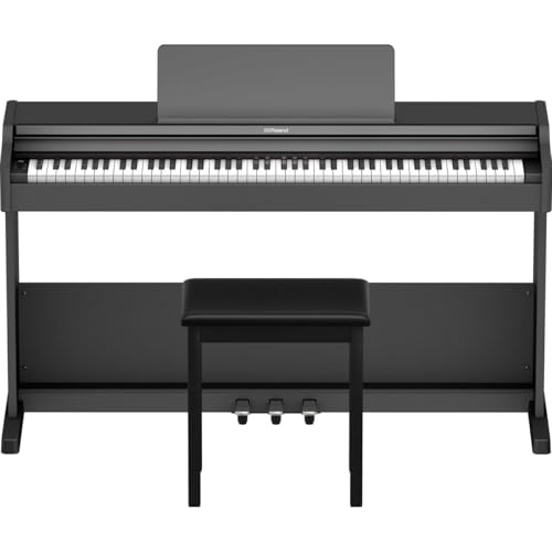 Roland RP107 Digital Compact and Affordable Home Piano with Traditional Upright Styling | Perfect for Beginners |Onboard Bluetooth & More,Black