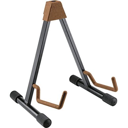 K&M Konig & Meyer Guitar Stand | Sturdy Heavy Duty Adjustable Frame | Cork Covered Arm Support/Backrest | Folds Flat Portable | Fits Acoustic Guitars | For Adult/Youth Musicians