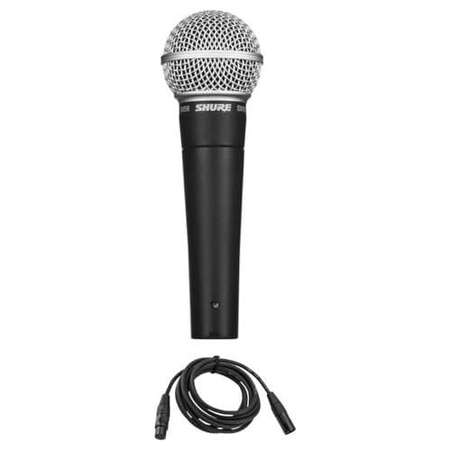 Shure SM58-LC Vocal Microphone with H&A Value Series XLR M to F Professional Microphone Cable - 10'