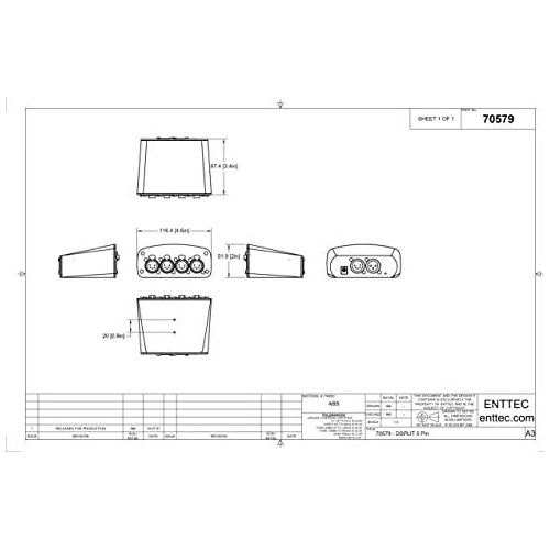 Enttec D-Split 70579 DMX 4 Port Isolated Splitter / Isolator (5-Pin)