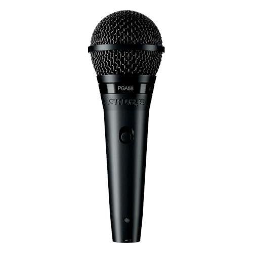 Shure PGA58 Dynamic Microphone - Handheld Mic for Vocals with Cardioid Pick-up Pattern, Discrete On/Off Switch, Stand Adapter and Zipper Pouch, No Cable (PGA58-LC)