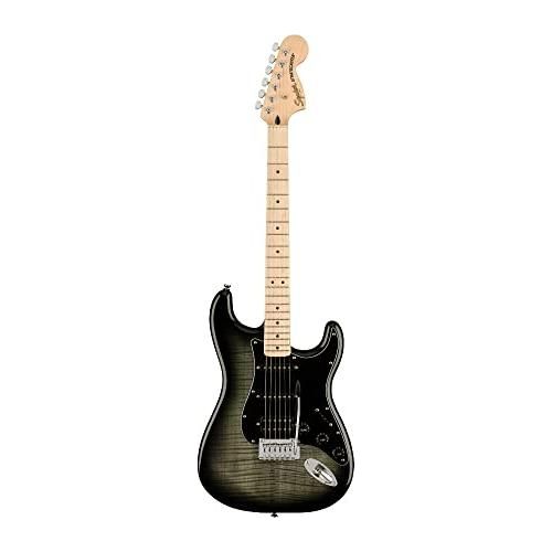 Squier Affinity Series Stratocaster FMT Electric Guitar, Black Burst, Maple Fingerboard