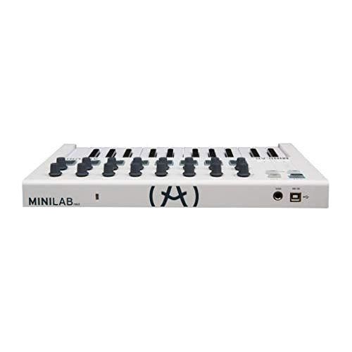 Arturia MiniLab MKII 25-Key MIDI Controller Keyboard WHITE and MIRFAK TU1 USB Microphone Professional Kit BUNDLE