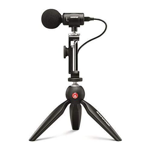 Shure Portable Videography Kit - Professional Recording Rig with MV88+ iPhone Mic, Manfrotto PIXI Tripod, Phone Clamp, Mount, AMV88-Fur Windjammer and SE215 PRO Sound Isolating Earbuds (MV88+SE215-CL)