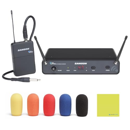 Samson Concert 88x Guitar Wireless System Bundle with 5 Windscreens & Polishing Cloth – True-Diversity Wireless, Locking GC32 Guitar Cable, 300' Range, Rackmount Kit, SWC88XBGT-D (D Band 542-566MHz)