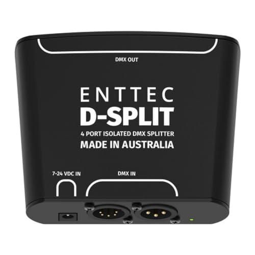 Enttec 70578 D-Split DMX 4 Port Isolated Splitter/Isolator (3/5-Pin) Bundle w/3-Pin DMX Lighting Cable and Liquid Audio Polishing Cloth