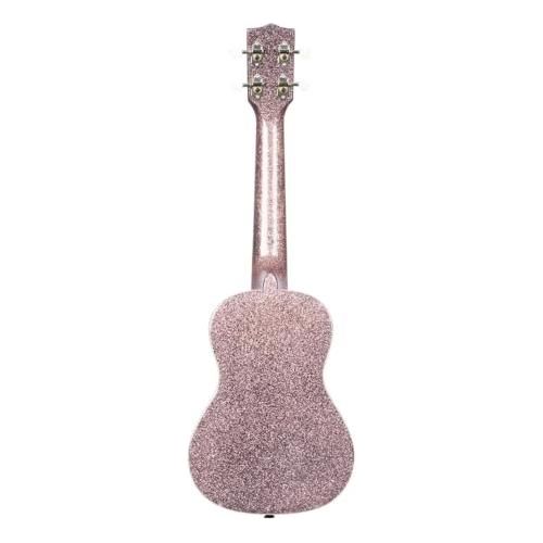 Kala Pink Champagne Sparkle Concert Ukulele, KA-SPRK-PINK Bundle w/Kala KKBL Klipz Tuner in Blue and Liquid Audio Polishing Cloth