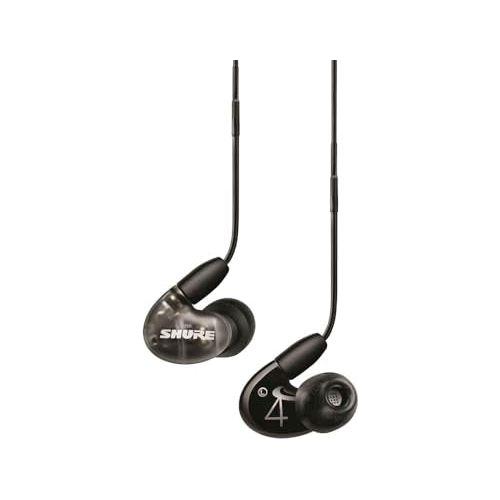 Shure AONIC 4 Wired Sound Isolating Earbuds, Detailed Sound, Dual-Driver Hybrid, Secure in-Ear Fit, Detachable Cable, Durable Quality, Compatible with Apple & Android Devices - Black