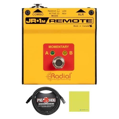 Radial Engineering JR1-M Momentary AB Footswitch Bundle w/Pig Hog PHM10 8mm Mic XLR Cable & Liquid Audio Polishing Cloth