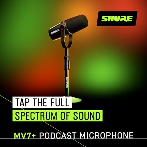 Shure MV7+ Podcast Microphone with Stand. Enhanced Audio