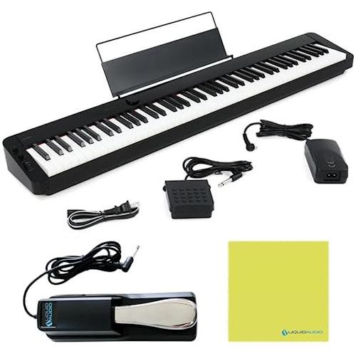 Casio Privia PX-S3100 88-key Digital Piano Bundle w/Sustain Pedal, Deluxe Pedal, Power Adapter & Liquid Audio Polishing Cloth