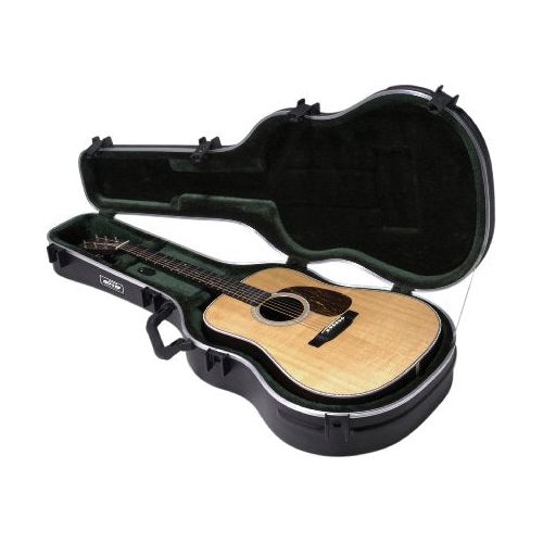 SKB Cases Acoustic Dreadnought Deluxe and 12-String Guitars Hardshell Case with Contoured Arched Lid, TSA Latch, Over-Molded Handle, and EPS Foam Interior