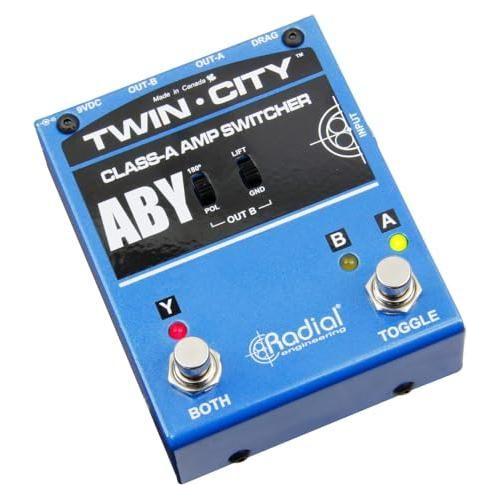 Radial Engineering Twin City Active ABY Amp Switcher Bundle w/Pig Hog PCH10BK Black Woven Instrument Cable and Liquid Audio Polishing Cloth