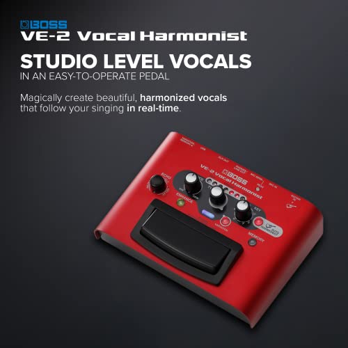 BOSS VE-2 Vocal Echo Pedal for Singing Guitarists | Real-Time Vocal Harmonies and Effects | Create Harmonies with Manual Key Selection | Connect Guitar for Auto Harmony Function | 24 Harmony Types