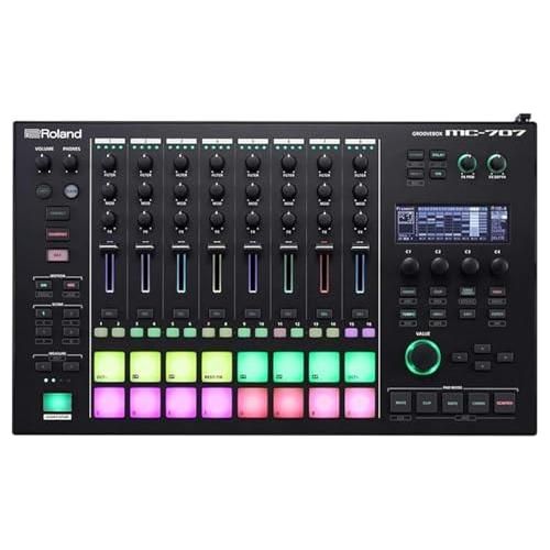 Roland MC-707 8-Track Groovebox Bundle w/Roland RMIDI-B10 Black Series MIDI Cable and Liquid Audio Polishing Cloth