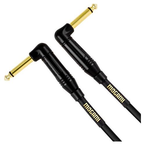 Mogami GOLD INSTRUMENT-RR Guitar Pedal Effects/Instrument Cable, 1/4" TS Male Plugs, Gold Contacts, Right Angle Connectors