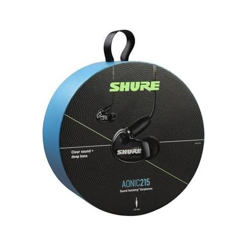 Shure AONIC 215 Wired Sound Isolating Earbuds, Clear Sound, Single Driver, Secure in-Ear Fit, Detachable Cable, Durable Quality, Compatible with Apple & Android Devices - Black