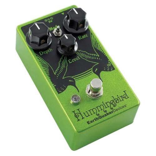 EarthQuaker Devices Hummingbird V4 Repeat Percussions Tremolo Pedal Bundle w/2x Strukture S6P48 Woven Right Angle Patch Cables, 12x Guitar Picks and Liquid Audio Polishing Cloth