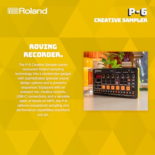 Roland AIRA Compact P-6 Creative Sampler | Granular Sound Design | Powerful Sequencer | Onboard Keyboard | Custom Loops | Built-In Mic | Hands-on Effects