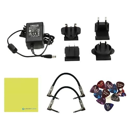 Tech 21 SH1 Steve Harris Signature SansAmp Pedal 4-b Active EQ Bundle w/ 2x Strukture S6P48 Woven Right Angle Patch Cables, 12x Fender Picks and Liquid Audio Polishing Cloth