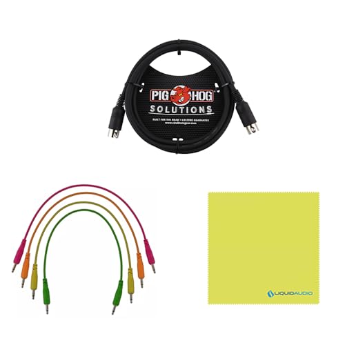 Arturia MiniFreak Stellar 37-key Synthesizer Bundle w/Pig Hog PP4X10 4 pk 10" Mono Patch Cables, Pig Hog 6ft MIDI Cable and Liquid Audio Polishing Cloth