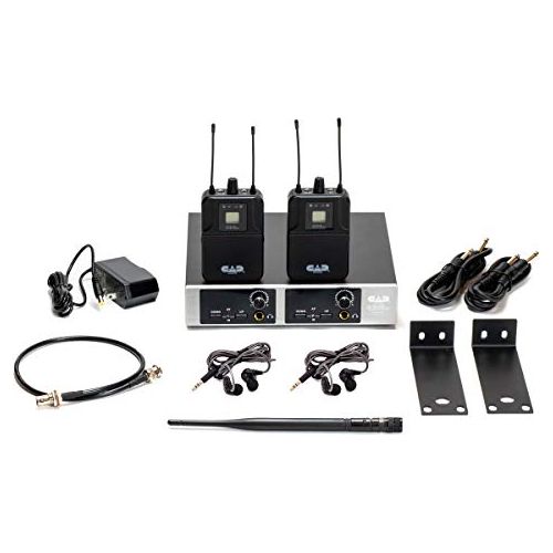 CAD Audio GXLIEM2 Frequency Agile Wireless In Ear Monitor System - Two discrete mixes - includes 2 MEB1 Earbuds, 2 Bodypack Receivers, Rack Mount Ears and Antenna Relocation Kit