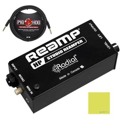 Radial Engineering Reamp® HP Compact Reamper Bundle w/Pig Hog Black Woven Instrument Cable and Liquid Audio Polishing Cloth