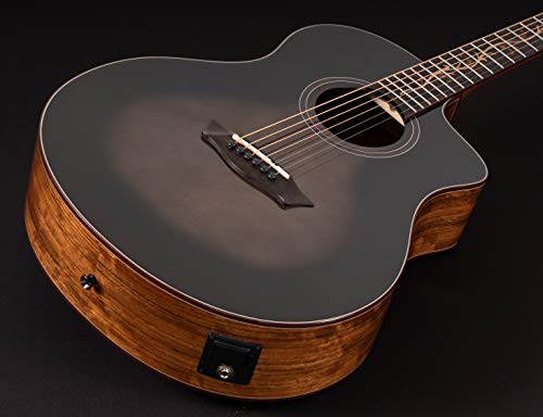 Washburn Bella Tono 6 String Acoustic-Electric Guitar, Right, Gloss Charcoal Burst