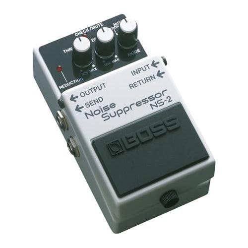 Boss NS-2 Noise Supressor Pedal Bundle w/2x Strukture S6P48 Woven Right Angle Patch Cables, 12x Guitar Picks and Liquid Audio Polishing Cloth