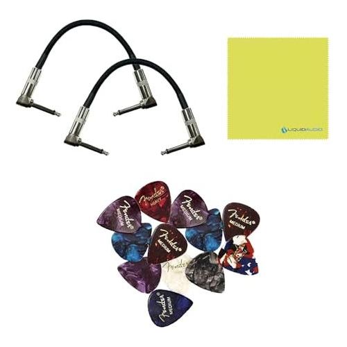 Morley Gold Series ABC 3-button Switcher/Combiner Pedal Bundle w/2x Strukture S6P48 Woven Right Angle Patch Cables, 12x Guitar Picks and Liquid Audio Polishing Cloth