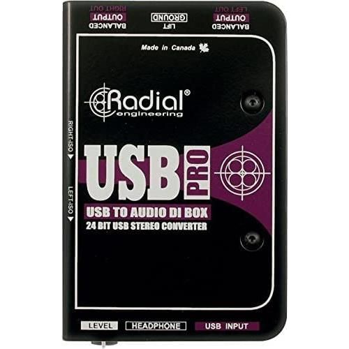 Radial Engineering USB-Pro Stereo USB Laptop DI Bundle w/Pig Hog 10' XLR 8MM Microphone Cable & Liquid Audio Polishing Cloth