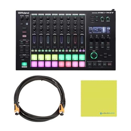 Roland MC-707 8-Track Groovebox Bundle w/Roland RMIDI-B10 Black Series MIDI Cable and Liquid Audio Polishing Cloth