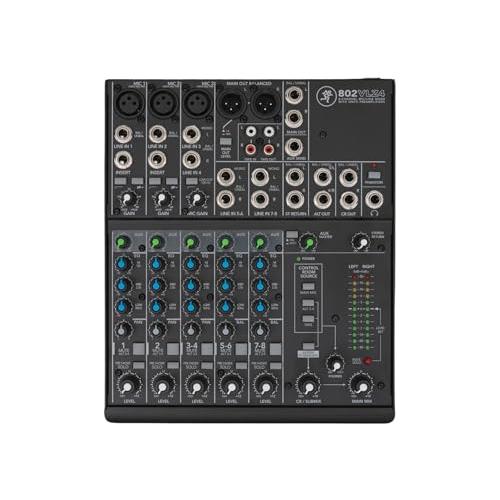 Mackie 802VLZ4 8-Channel Ultra-Compact Analog Mixer Bundle w/ 4-Pack Pig Hog PHM10 8mm Mic Cable and Liquid Audio Polishing Cloth