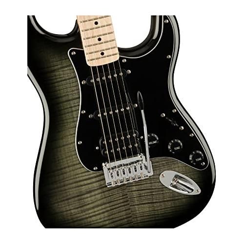 Squier Affinity Series Stratocaster FMT Electric Guitar, Black Burst, Maple Fingerboard