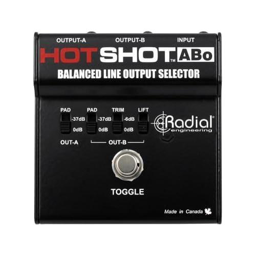 Radial Engineering HotShot ABo Footswitch Selector for Balanced Outputs Bundle w/Pig Hog PHM10 8mm Mic XLR Cable & Liquid Audio Polishing Cloth