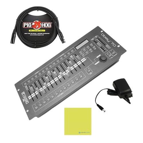 Chauvet Obey 70 DMX Lighting Controller Bundle w/Pig Hog PHDMX10 Lighting Cable and Liquid Audio Polishing Cloth