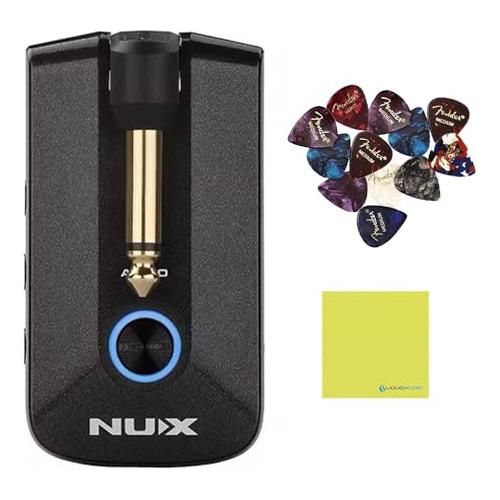 NUX MP3 Might Plug Pro Guitar Headphone Amplifier Bundle w/12x Guitar Picks and Liquid Audio Polishing Cloth