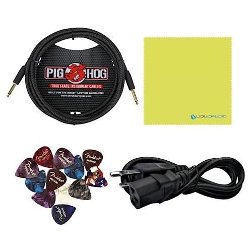 Orange Crush 20RT Black Guitar Combo Amplifier Bundle w/Pig Hog Instrument Cable, 12X Guitar Picks and Liquid Audio Polishing Cloth