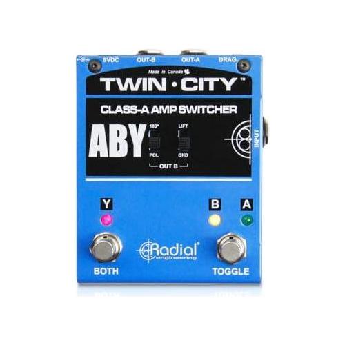 Radial Engineering Twin City Active ABY Amp Switcher Bundle w/Pig Hog PCH10BK Black Woven Instrument Cable and Liquid Audio Polishing Cloth