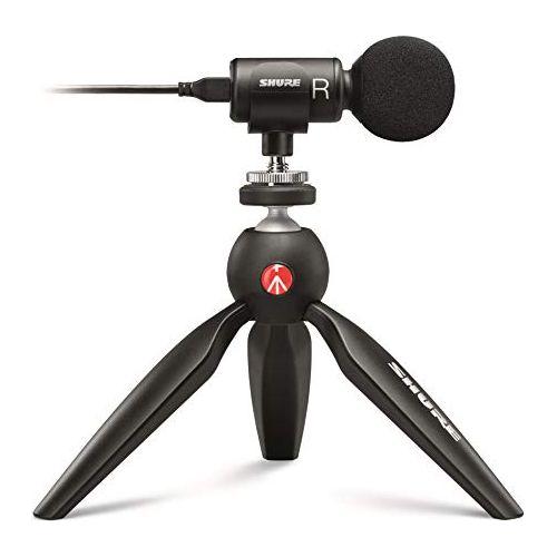 Shure Portable Videography Kit - Professional Recording Rig with MV88+ iPhone Mic, Manfrotto PIXI Tripod, Phone Clamp, Mount, AMV88-Fur Windjammer and SE215 PRO Sound Isolating Earbuds (MV88+SE215-CL)