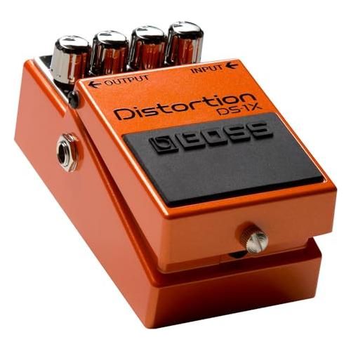 Boss DS-1X Distortion Pedal Bundle w/ 2-Pack Strukture S6P48 Woven Right Angle Patch Cable, Pig Hog PCH10BK "Black Woven" Instrument Cable, 12-Pack Guitar Pick and Liquid Audio Polishing Cloth