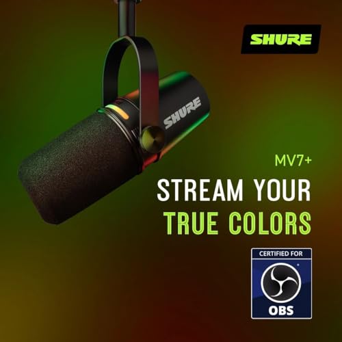 Shure MV7+ Podcast Microphone with Stand. Enhanced Audio