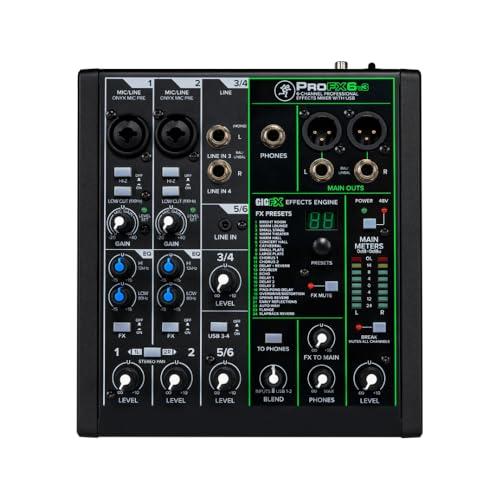 Mackie ProFX6v3 6-Channel Analog Mixer with USB Bundle w/ 2-Pack Pig Hog PHM10 8mm Mic Cable and Liquid Audio Polishing Cloth