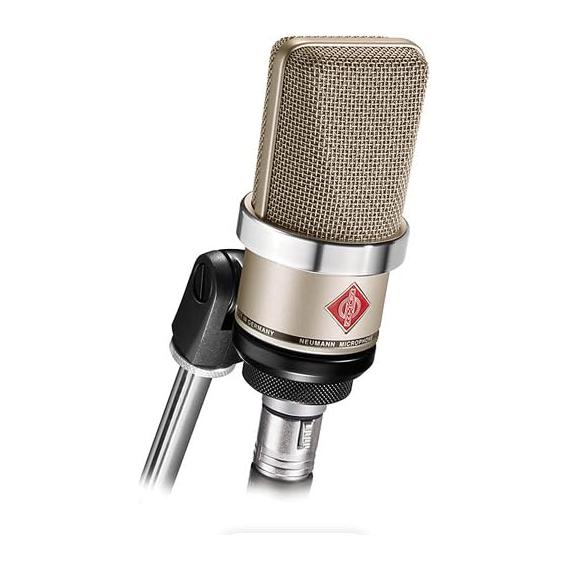 Neumann TLM 102 Condenser Microphone Cardioid Studio Set, Nickel - 10ft Pig Hog XLR Mic Cable, Polishing Cloth - Home Studio Equipment for Singing, Streaming, Music Production Recording