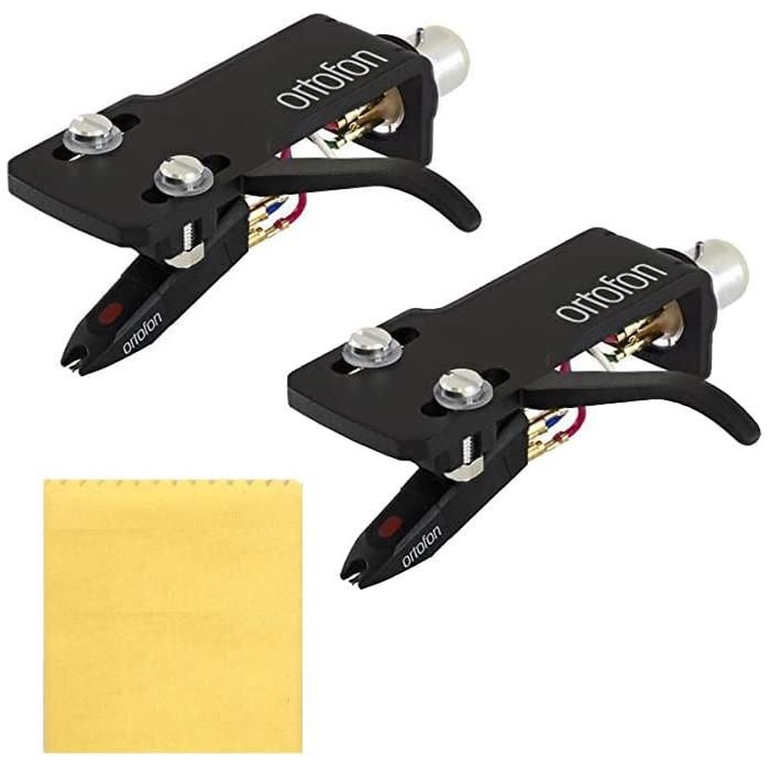 Ortofon OM Pro S Premounted DJ Cartridge on SH-4 Headshell 2-PACK Bundle with Liquid Audio Polishing Cloth