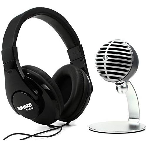 Shure Mobile Recording Kit with SRH240A Headphones and MV5 Microphone - Record & Monitor Professional Content with Real-Time Monitoring, Connect Directly to Computer or Mobile Phone (MV5/A-240 BNDL)