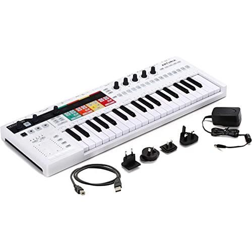 Arturia KeyStep Pro 37-Key Controller & Sequencer USB/MIDI/CV Keyboard Controller Bundle w Studio Headphones & Pig Hog MIDI Cable