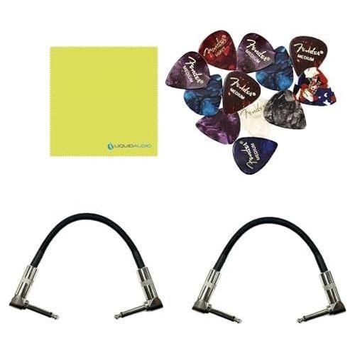 EarthQuaker Devices Hizumitas® Fuzz Sustainar Pedal Bundle w/2x Strukture S6P48 Woven Right Angle Patch Cables, 12x Guitar Picks and Liquid Audio Polishing Cloth